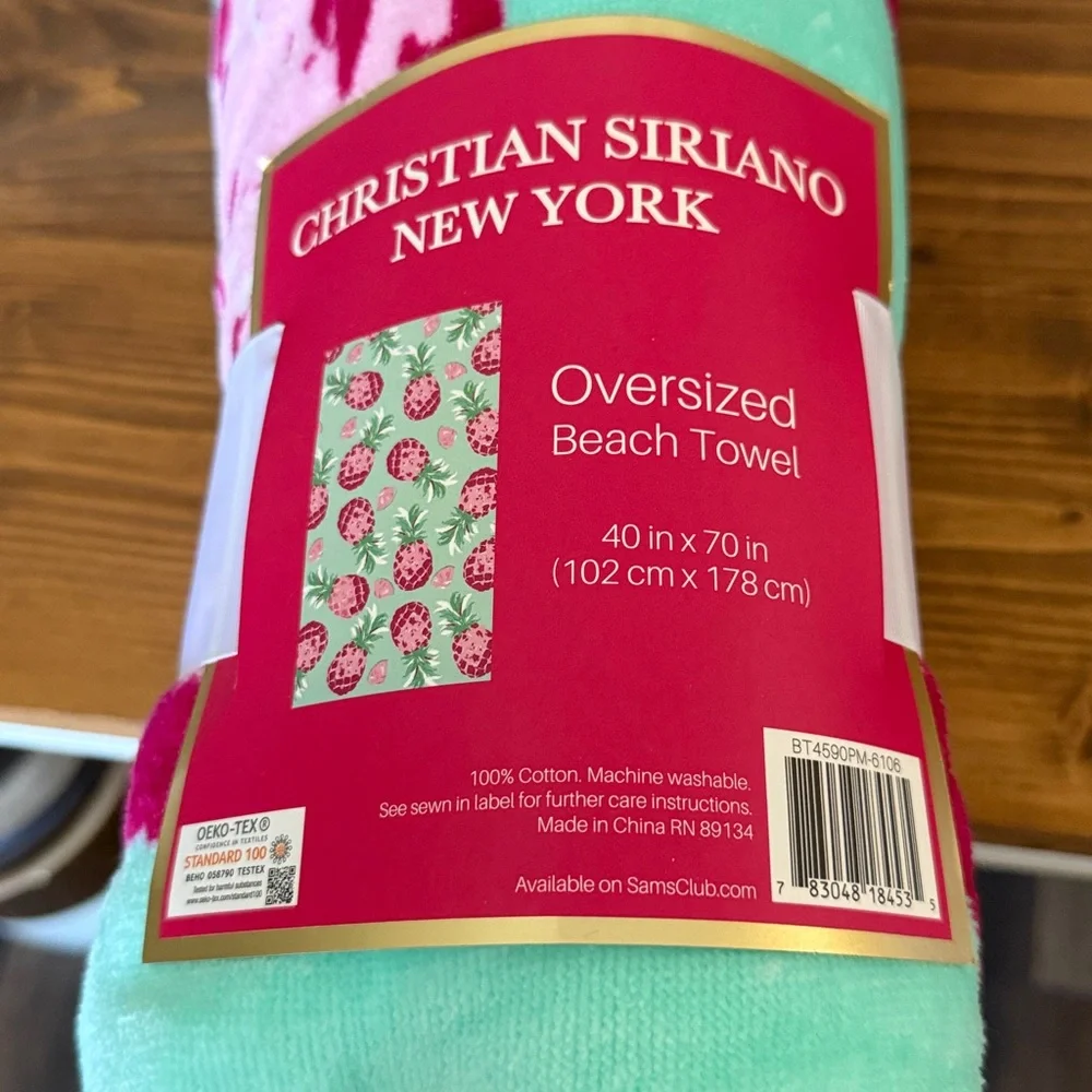 Christian Siriano Pink and Green Beach Towel